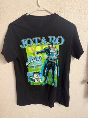 Jotaro Graphic Short Sleeve Tee - Black with Green & Blue Print